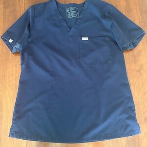 FIGS Women's Navy Blue Short Sleeve Top